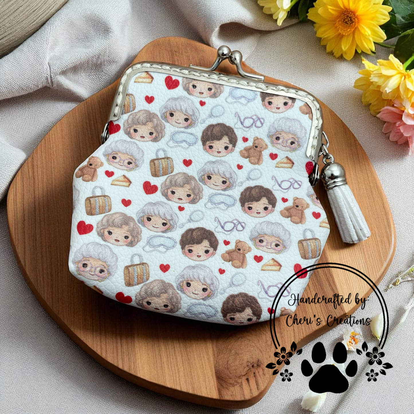 Retro Ladies Faux Leather Change Purse – Handmade Kiss Clasp Coin Pouch