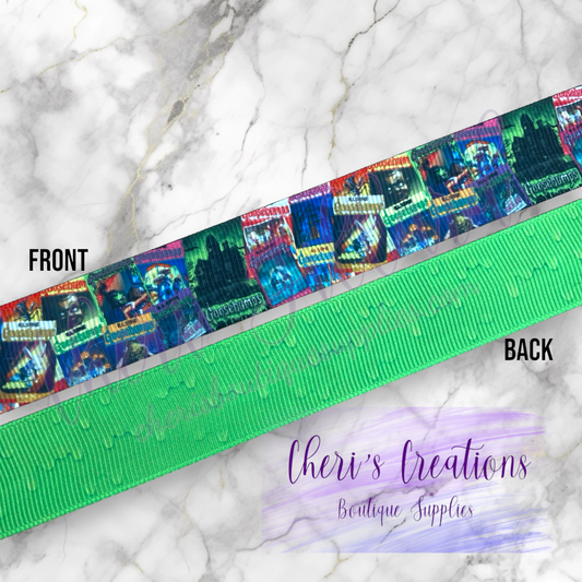 Spooky Stories & Slime Drips 5/8" 7/8" Grosgrain Ribbon by the Yard