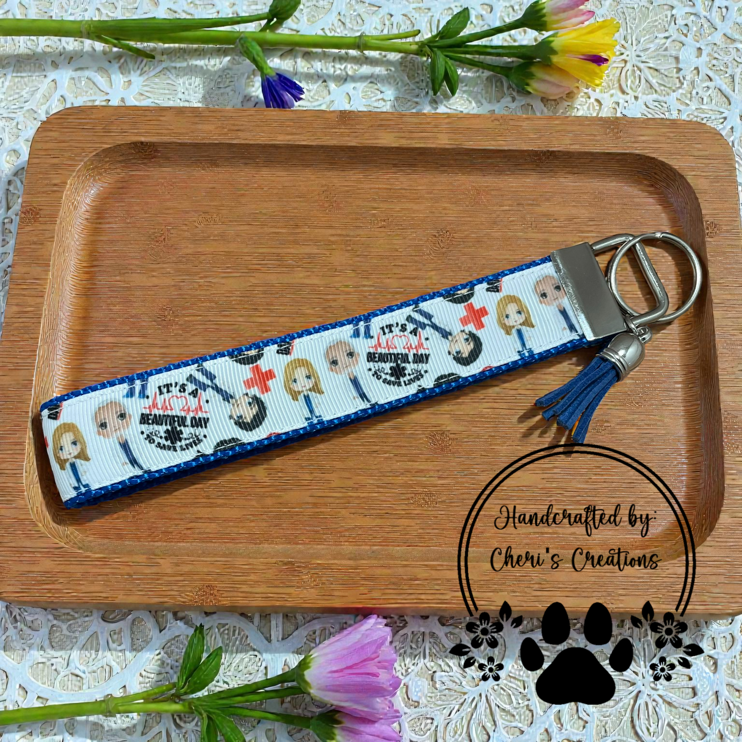 Wristlet Keychain - Great Day for Saving Lives Key Fob