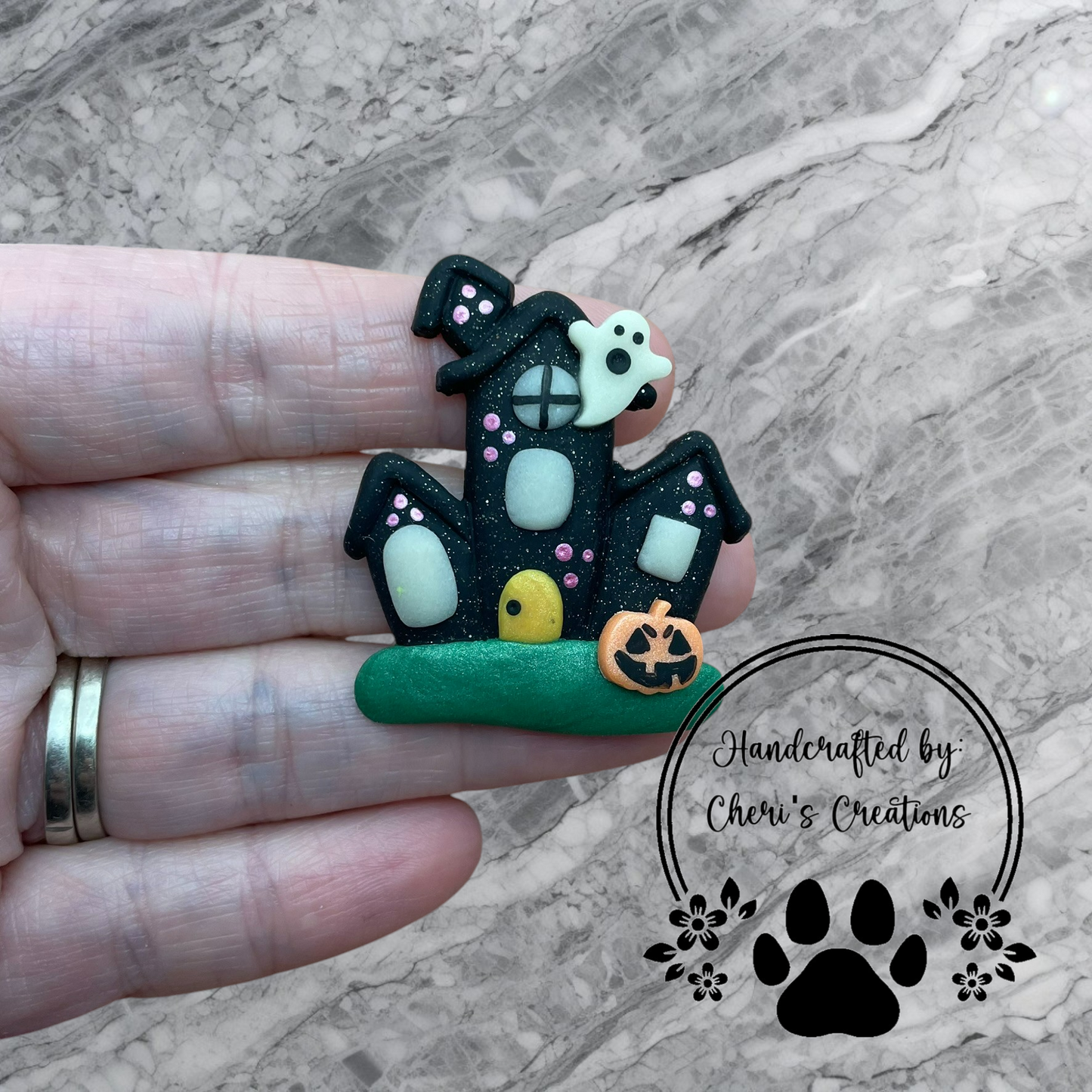 Chilling Haunted House Polymer Clay Embellishment