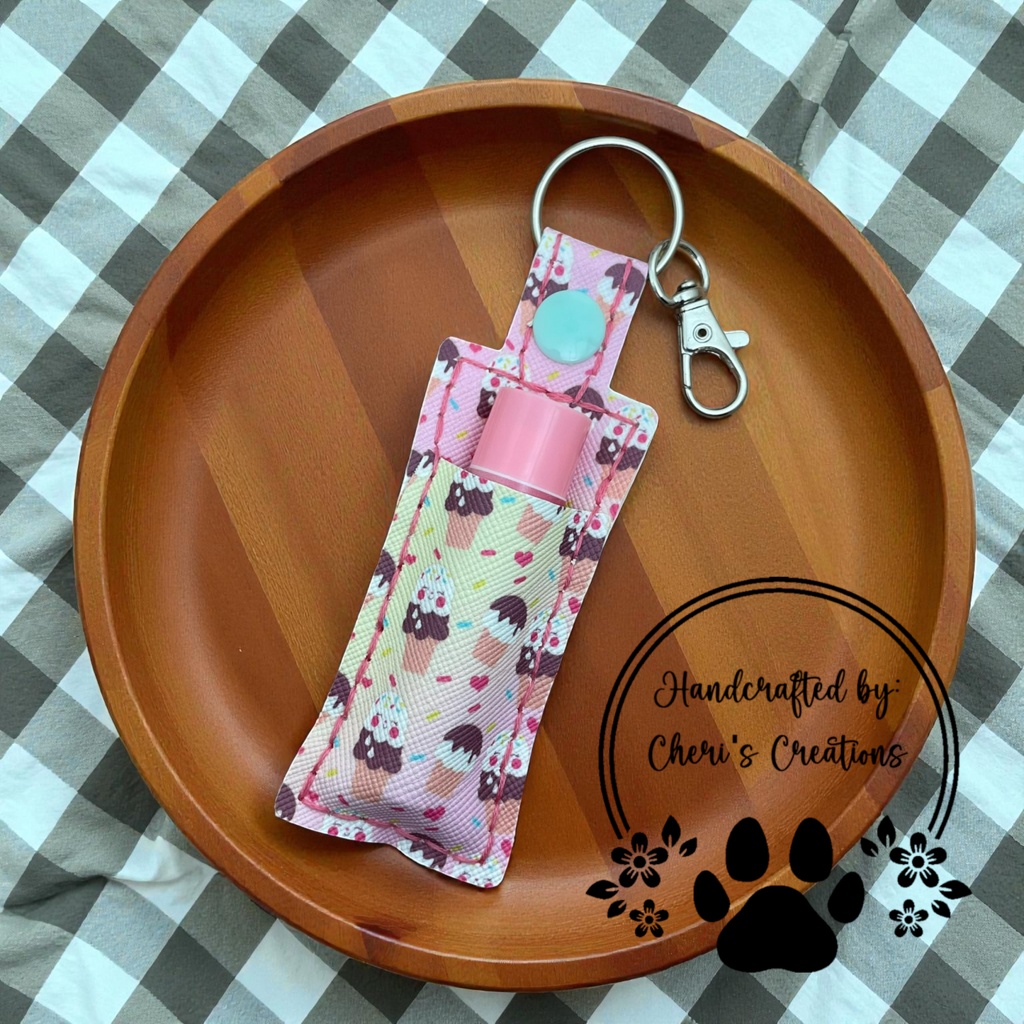 Chapstick Keychain - Sweet Ice Cream Treats Lip Balm Holder