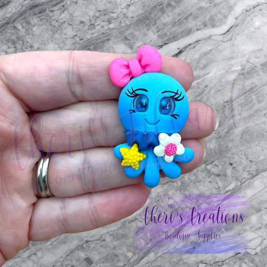 Sweet Ocean Blue Jellyfish Polymer Clay Embellishment