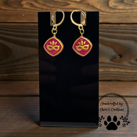 Jester Mask Tile Dangle Earrings – Handmade Polymer Clay Earrings