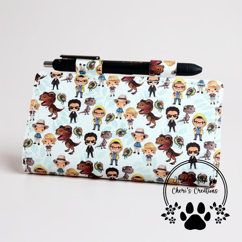 Dinosaur Adventure Checkbook Cover – Handmade Faux Leather Accessory