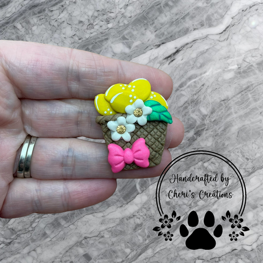 Charming Basket of Lemons Polymer Clay Embellishment