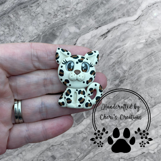 Wildly Cute Leopard Cat Polymer Clay Embellishment