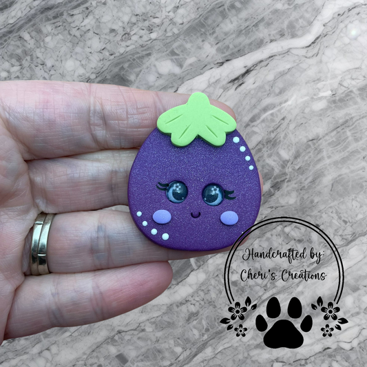 Charming Eggplant Polymer Clay Embellishment