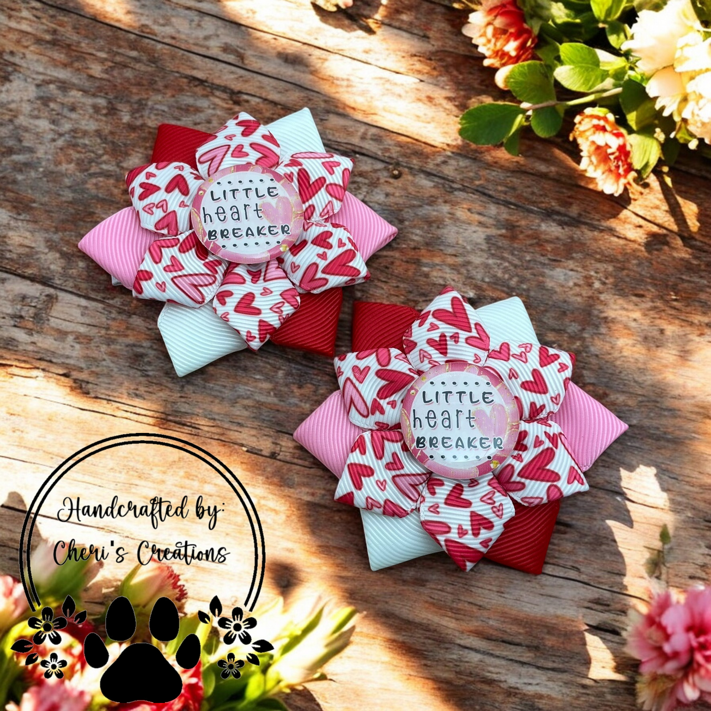 Little Heart Breaker Handmade Flower Bow Clip Set