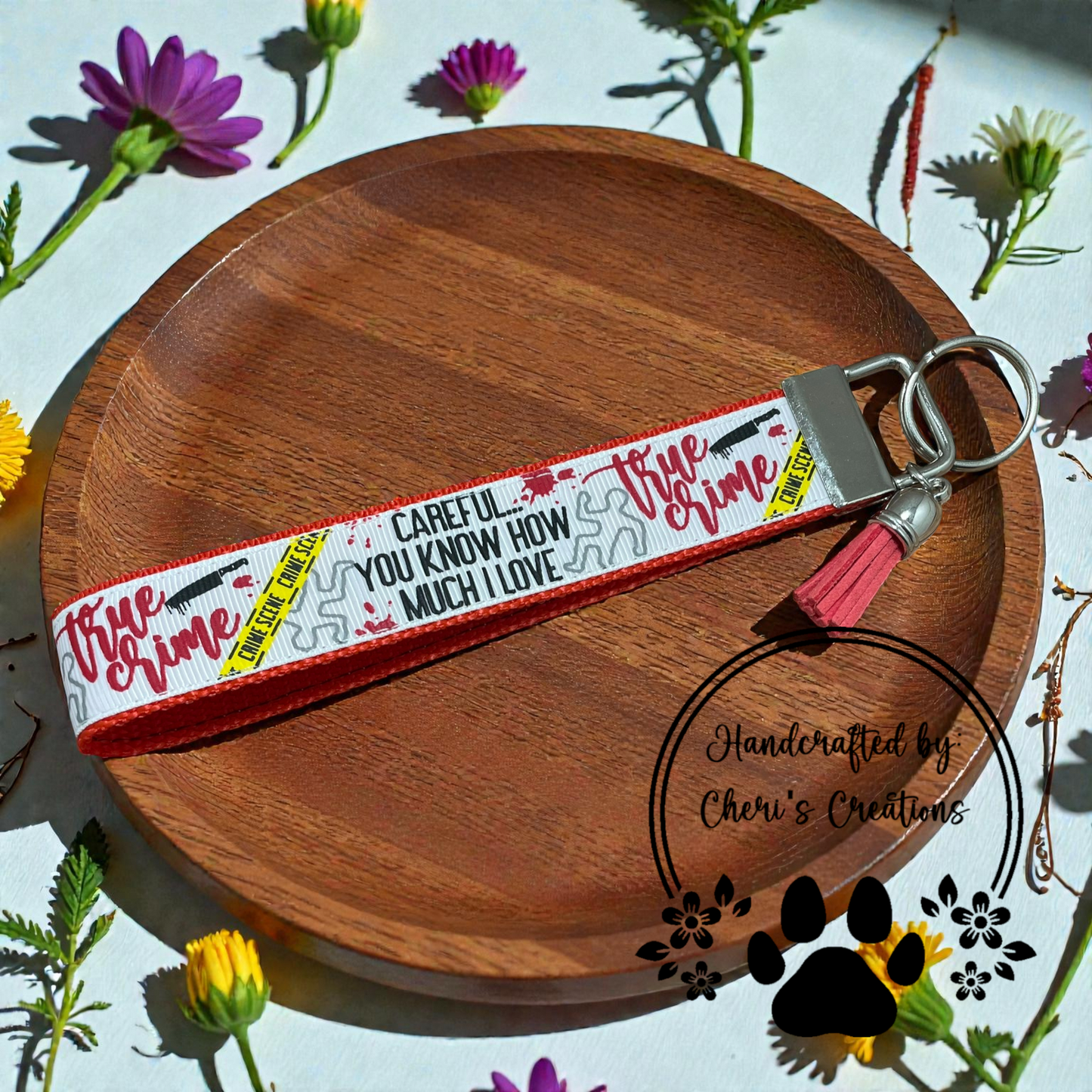 Wristlet Keychain - Love True Crime Key Fob