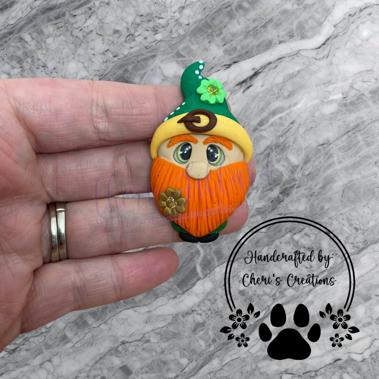 Lucky Leprechaun Bow Center – Handmade Polymer Clay Embellishment