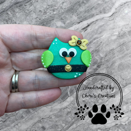 Lucky St. Patrick's Day Owl Polymer Clay Embellishment