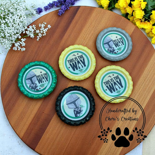 Galactic Warrior Bottle Cap Set – Handpainted Craft Embellishments for Bow Making, Keychains & DIY Projects