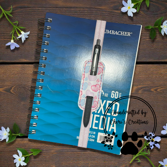 Pen Holder - Pastel Hearts Elastic Pen Bookmark