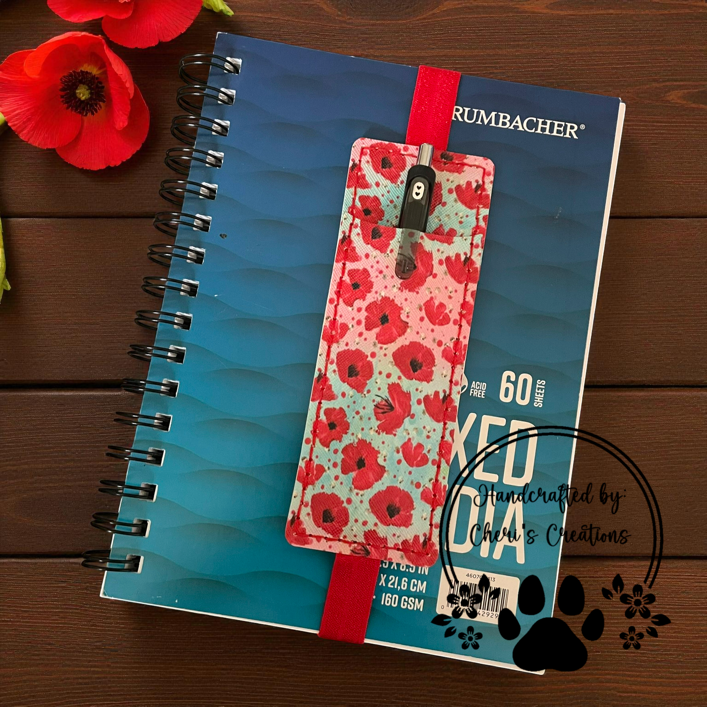 Pen Pouch - Ombre Poppies Journal Pen Holder