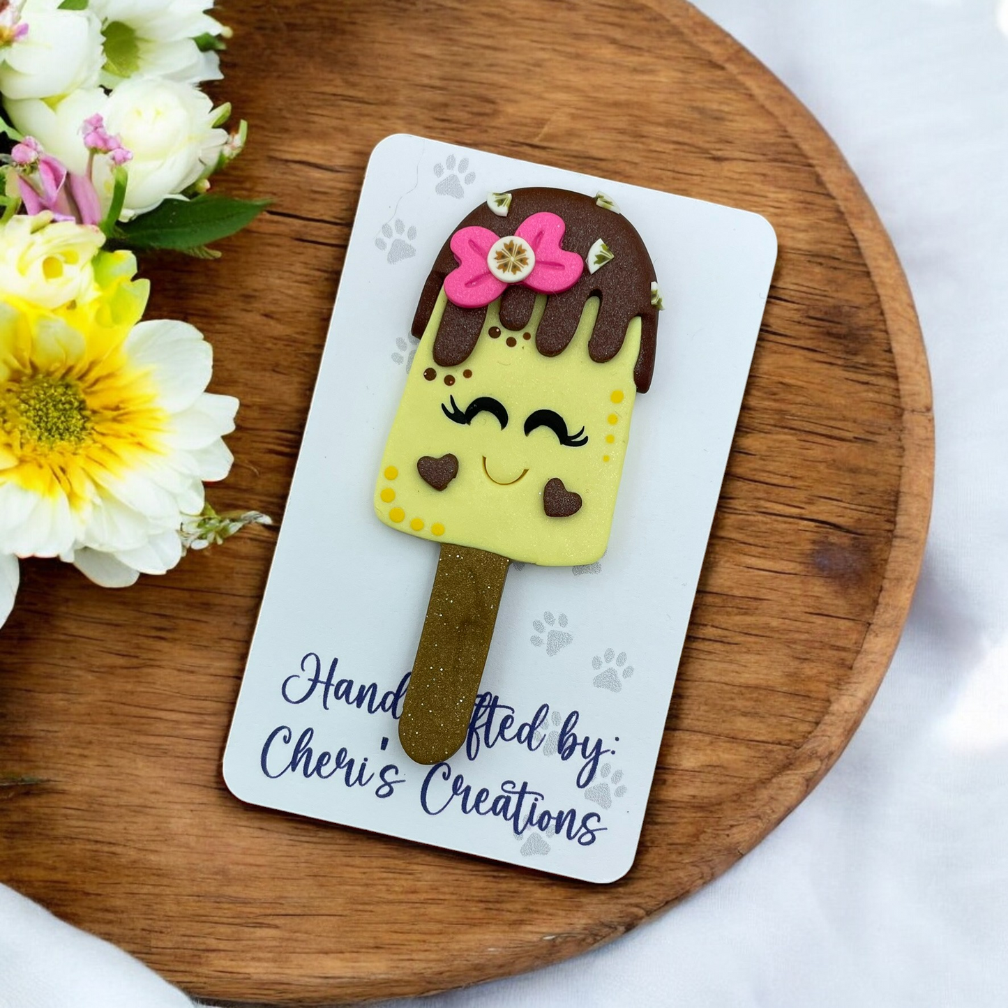 Sweet Banana Popsicle Polymer Clay Embellishment