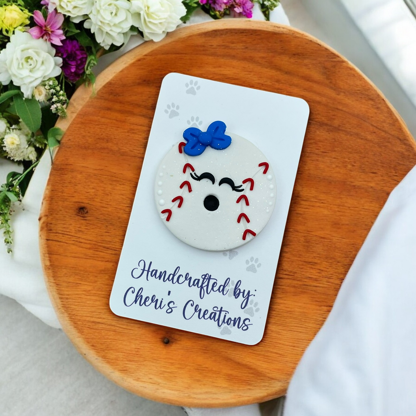 Home Run Baseball Polymer Clay Embellishment