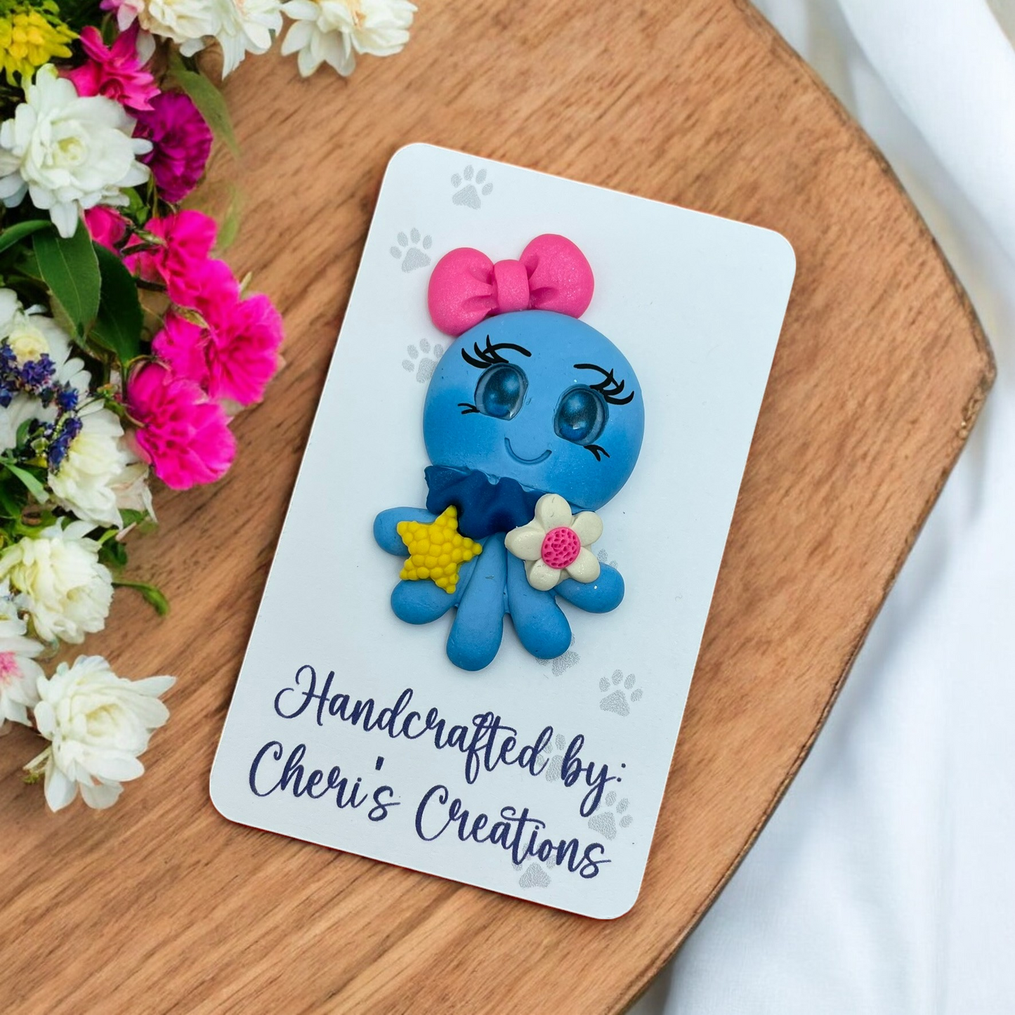 Sweet Ocean Blue Jellyfish Polymer Clay Embellishment