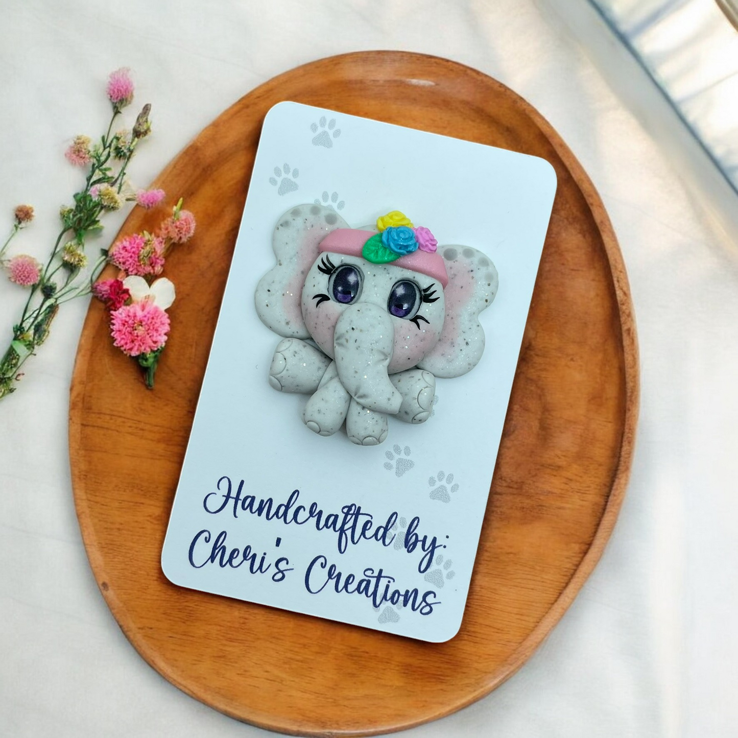 Sweet Boho Elephant Polymer Clay Embellishment