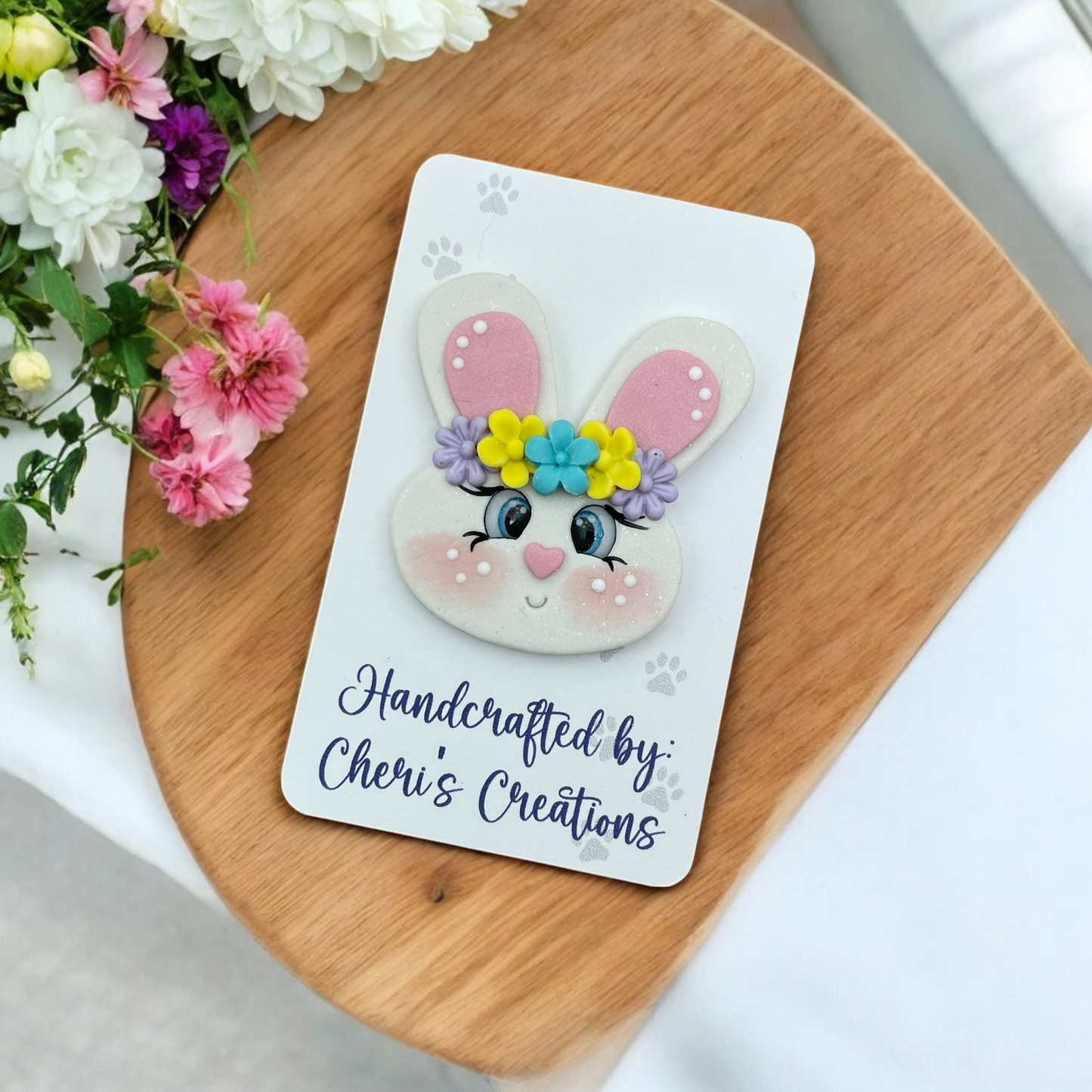 Cute Bunny Head Polymer Clay Embellishment