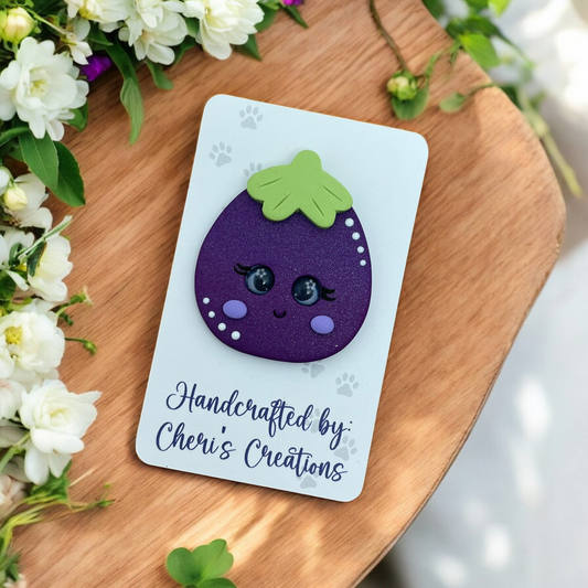 Charming Eggplant Polymer Clay Embellishment