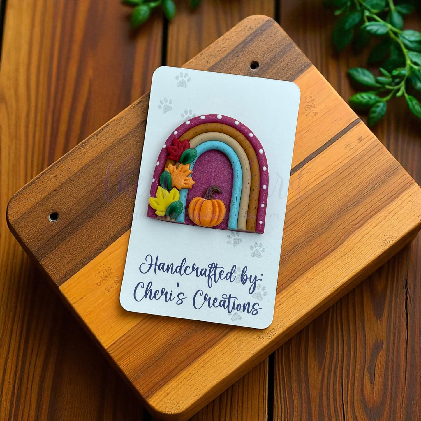 Fall Harvest Rainbow Polymer Clay Embellishment