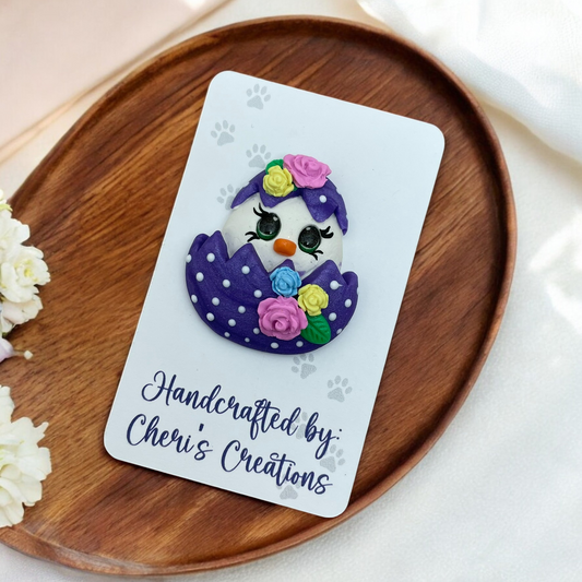 Floral Easter Chick Polymer Clay Embellishment