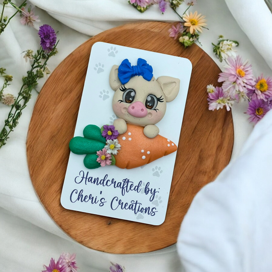 Floral Easter Piglet Polymer Clay Embellishment