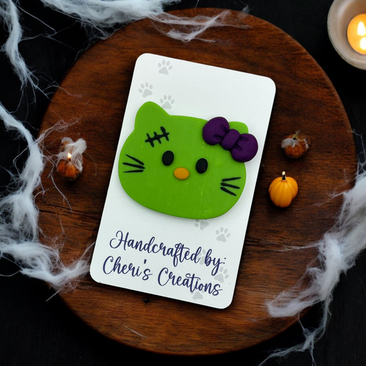 Spooky Franken Kitty Polymer Clay Embellishment