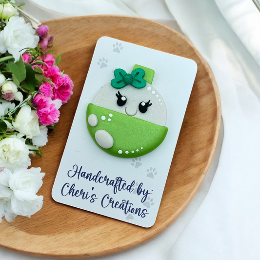 Charming Green Fishing Bobber Polymer Clay Embellishment