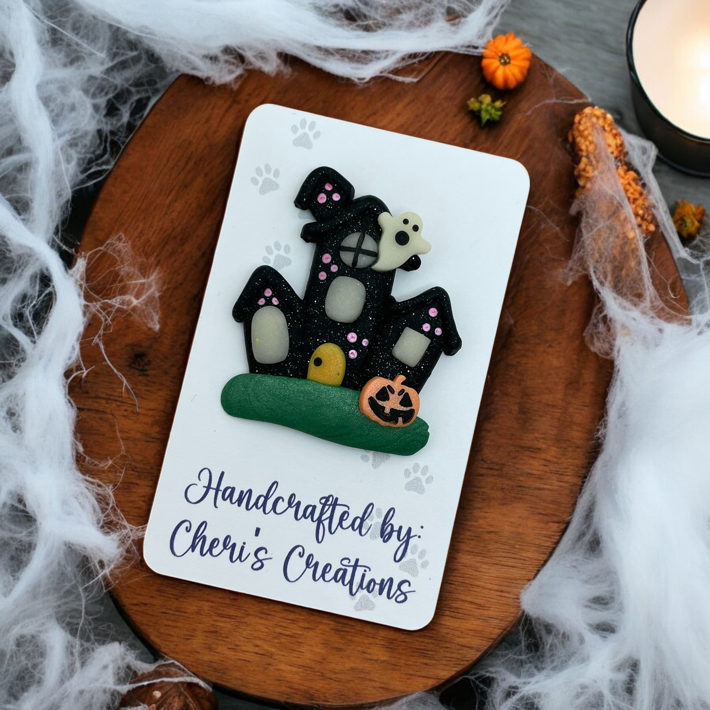Chilling Haunted House Polymer Clay Embellishment
