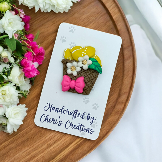 Charming Basket of Lemons Polymer Clay Embellishment