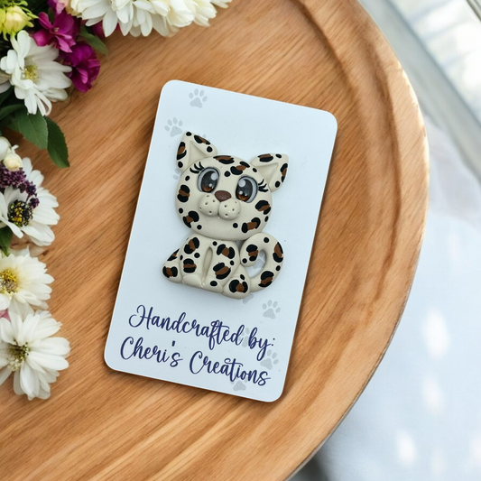 Wildly Cute Leopard Cat Polymer Clay Embellishment