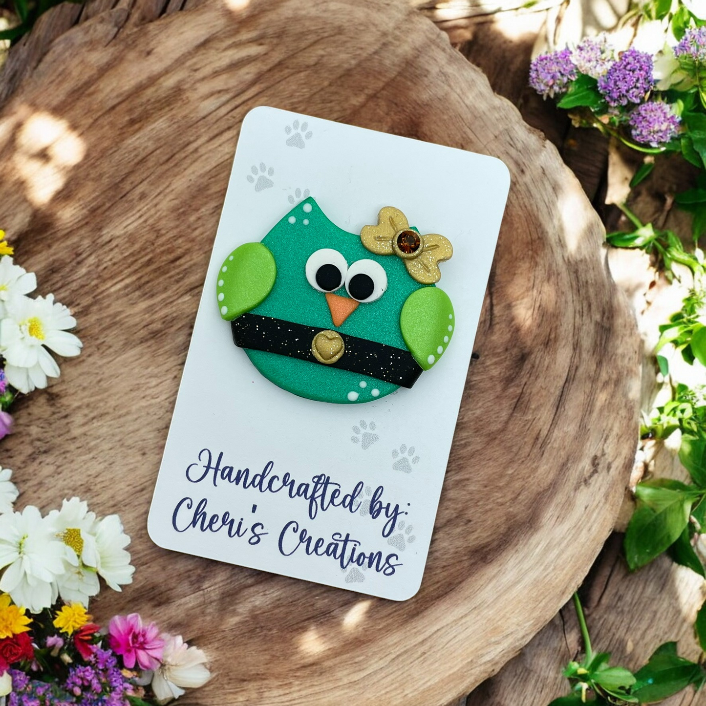 Lucky St. Patrick's Day Owl Polymer Clay Embellishment