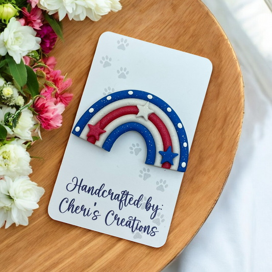 Patriotic Rainbow Polymer Clay Embellishment