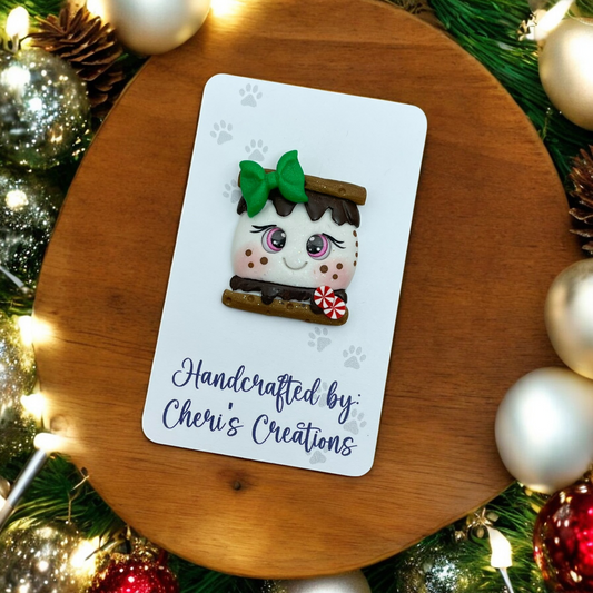 Sweet Peppermint S'more Polymer Clay Embellishment