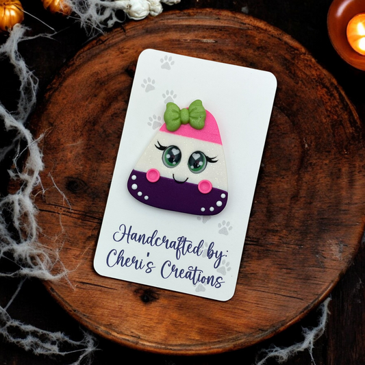 Playful Pink & Purple Candy Corn Polymer Clay Embellishment