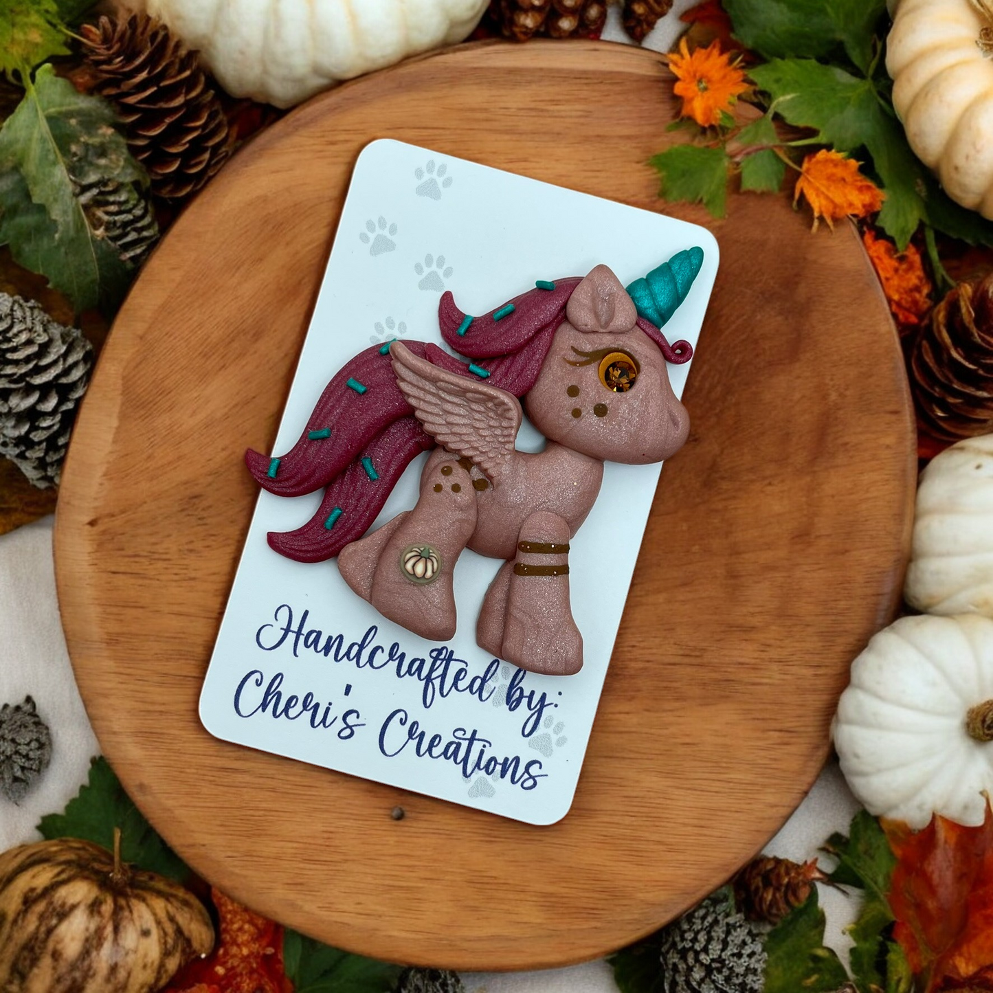 Sweet Pumpkin Patch Unicorn Polymer Clay Embellishment