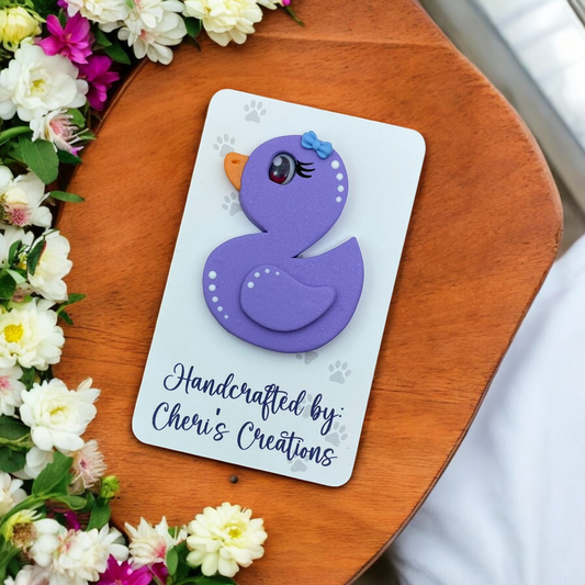 Playful Purple Rubber Ducky Polymer Clay Embellishment