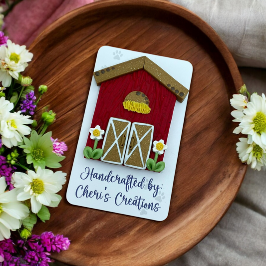 Charming Red Barn Polymer Clay Embellishment
