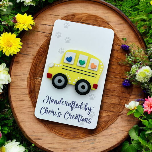 Cute Yellow School Bus Polymer Clay Embellishment