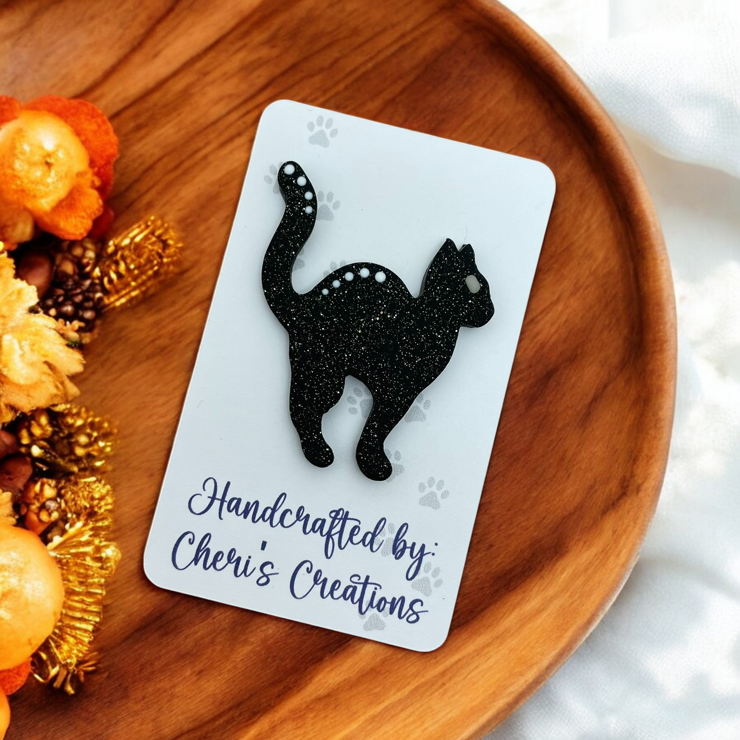 Mystical Shadow Cat Polymer Clay Embellishment