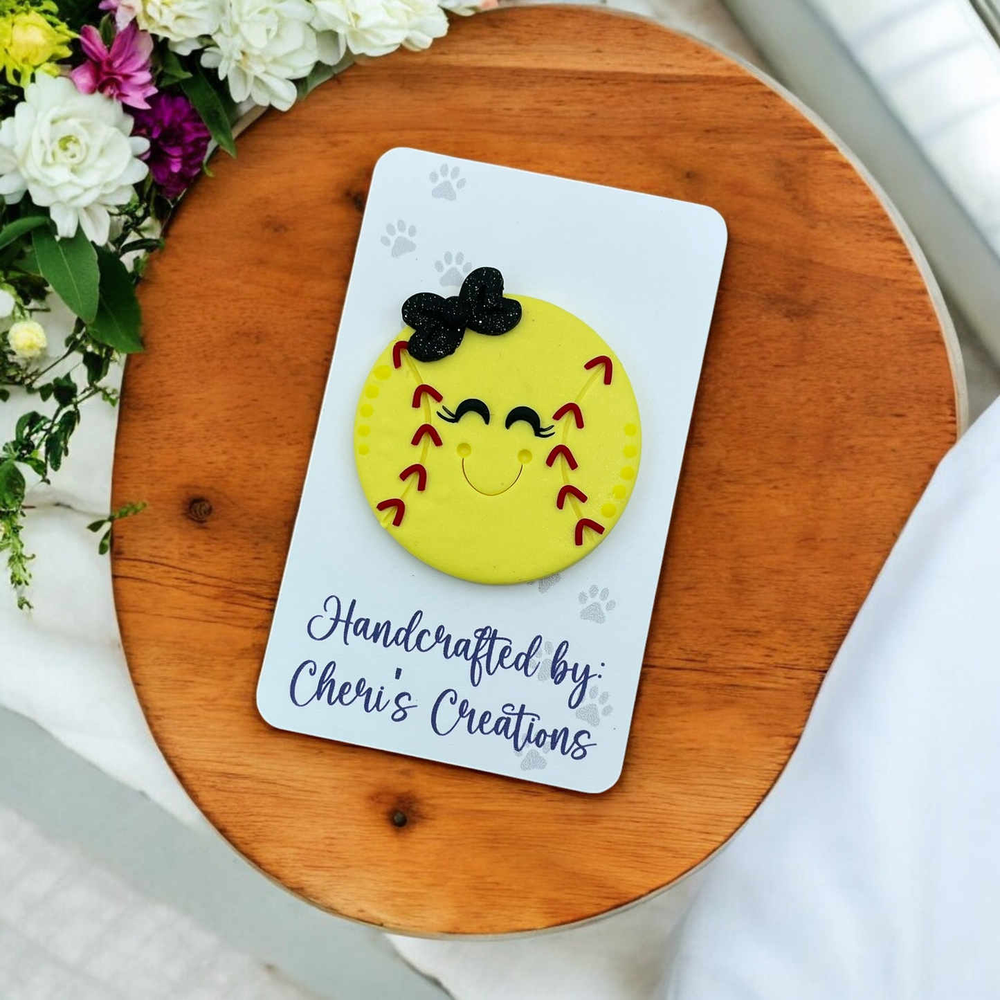 Fast Pitch Softball Polymer Clay Embellishment