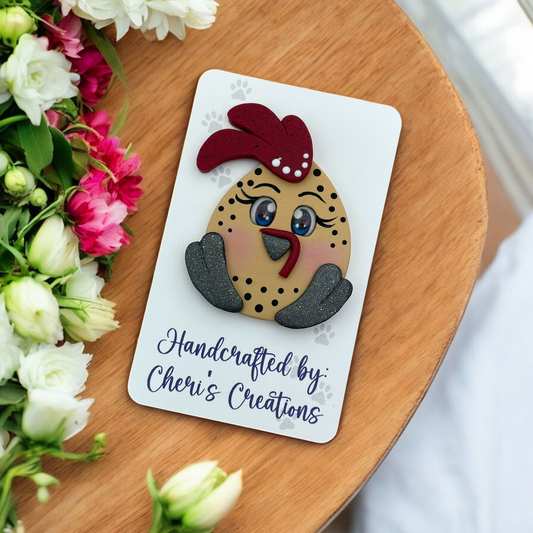 Barnyard Speckled Chicken Polymer Clay Embellishment