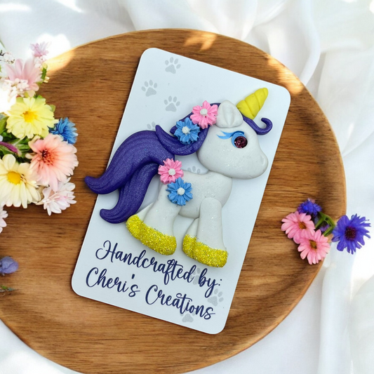 Spring Floral Unicorn Polymer Clay Embellishment