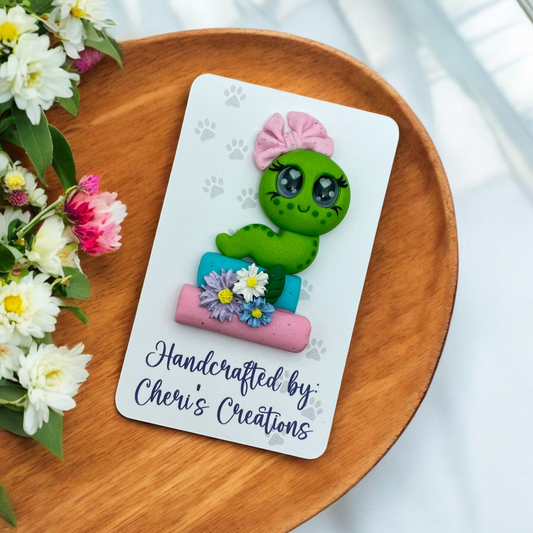 Whimsical Spring Floral Bookworm Polymer Clay Embellishment