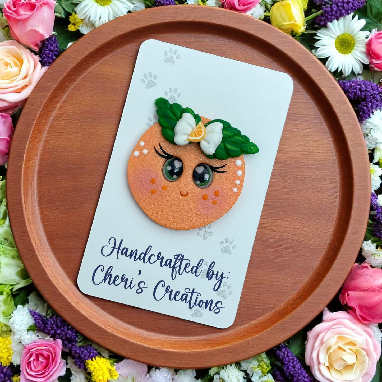 Cute Orange Polymer Clay Embellishment