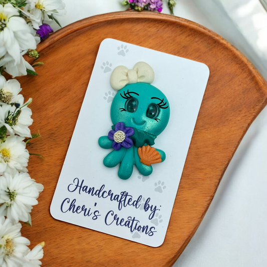 Floaty Tropic Green Jellyfish Polymer Clay Embellishment