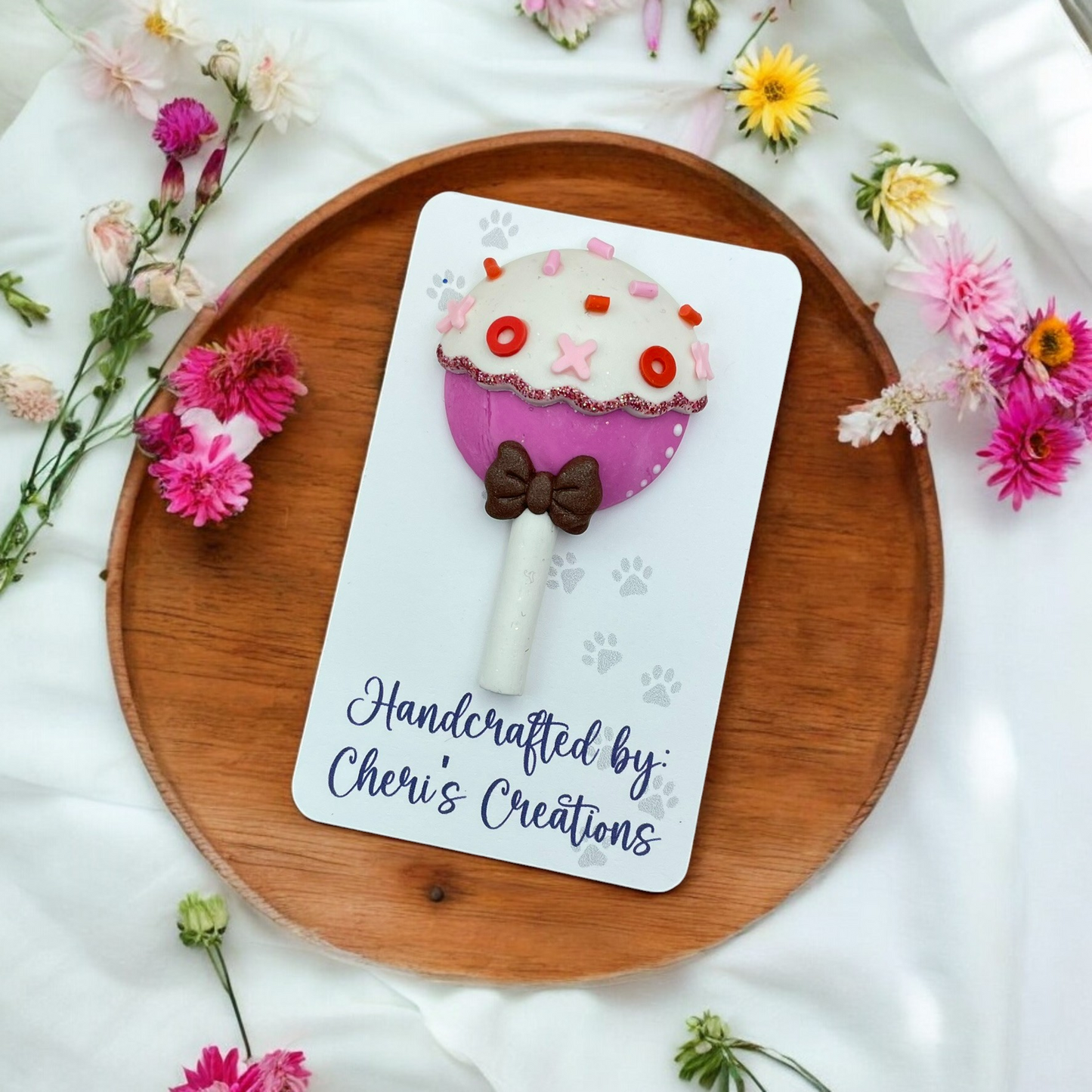 Sweet Valentine Cake Pop Polymer Clay Embellishment