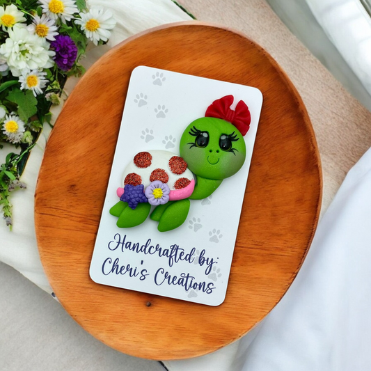 Sweet Red Spotted Turtle Polymer Clay Embellishment