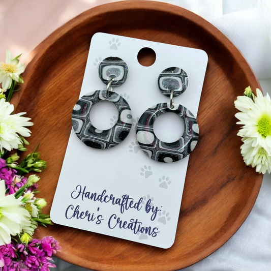 Geometric Circle Drop Polymer Clay Dangle Earrings
